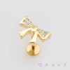 MULTI CZ DAINTY BOW RIBBON TOP PUSHIN (THREADLESS) 316L SURGICAL STEEL LABRET SET